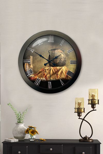 Kasva Concept Gift 36 cm Black Metal Decorative Wall Clock