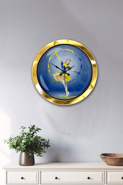 Kasva Concept Gift 36 cm Gold Metal Water Wall Clock