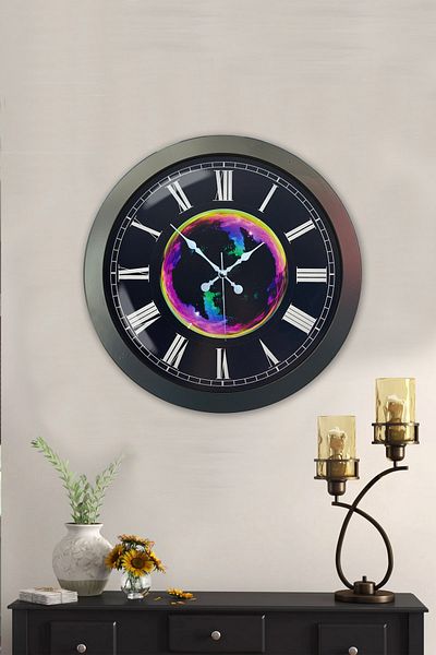 Kasva Concept Gift 36 cm Black Metal Galaxy Wall Clock