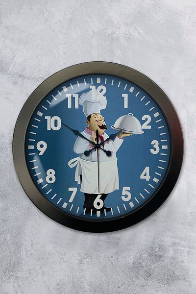 Kasva Concept Gift 36 cm Black Metal Kitchen Wall Clock