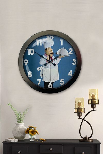 Kasva Concept Gift 36 cm Black Metal Kitchen Wall Clock