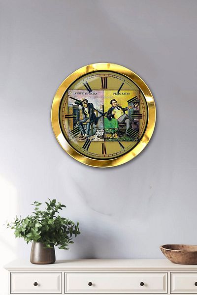 Kasva Concept Gift 36 cm Gold Metal Cash Selling Wall Clock
