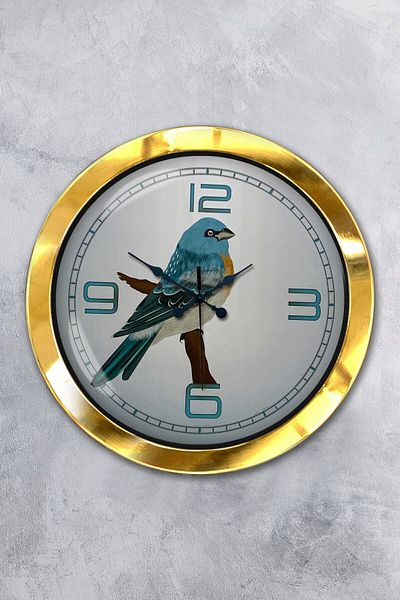Kasva Concept Gift 36 cm Gold Metal Bird Wall Clock