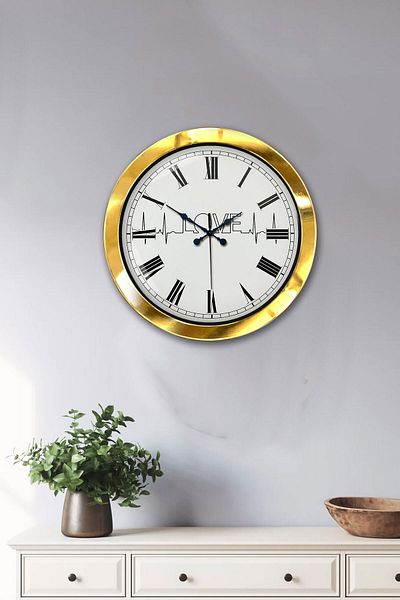 Kasva Concept Gift 36 cm Gold Metal Love Wall Clock