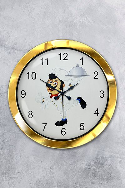 Kasva Concept 36 cm Gold Metal Kitchen Cooking Wall Clock