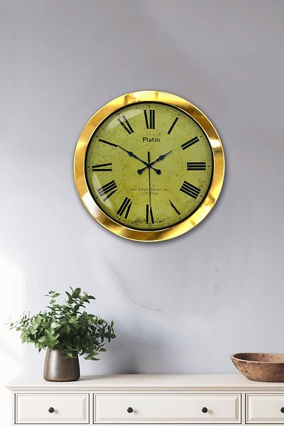 Kasva Concept Gift 36 cm Gold Metal Roman Numeral Wall Clock