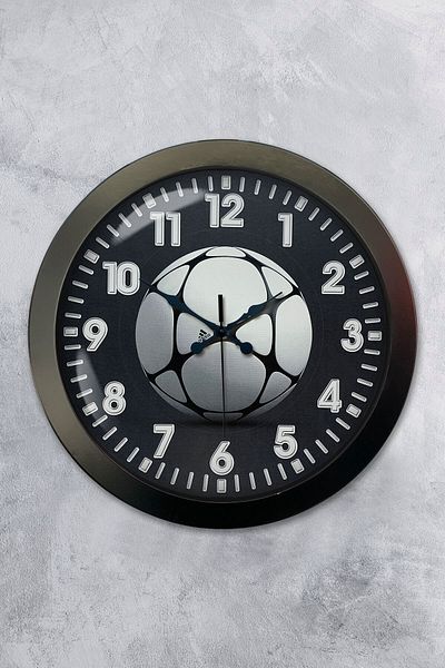 Kasva Concept Gift 36 cm Black Metal Football Ball Wall Clock