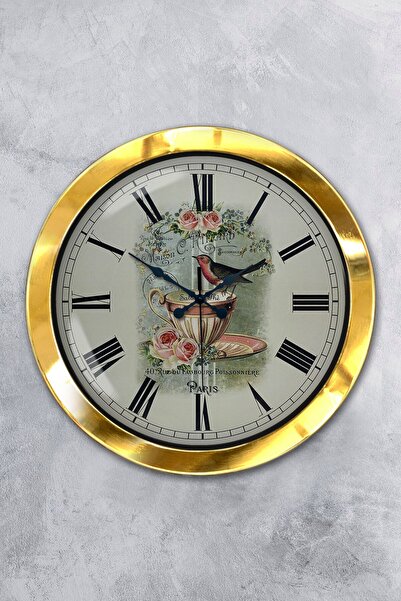 Platin Saat هدية ساعة حائط مطبخ معدنية ذهبية مقاس 36 سم