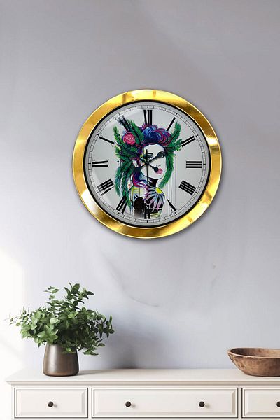 Kasva Concept Gift 36 cm Gold Metal Character Wall Clock