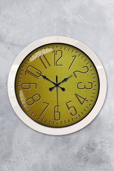 Kasva Concept Gift 36 cm White Metal Yellow Wall Clock