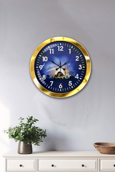 Kasva Concept Gift 36 cm Gold Metal Islamic Wall Clock
