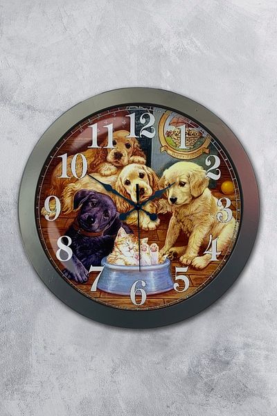 Kasva Concept Gift 36 cm Black Metal Dogs Wall Clock