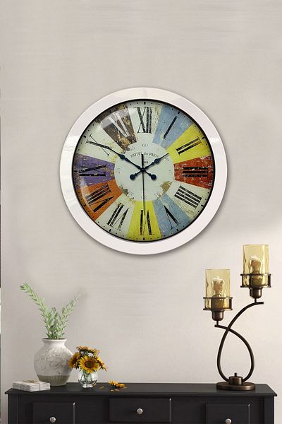 Kasva Concept Gift 36 cm White Metal Colorful Wall Clock