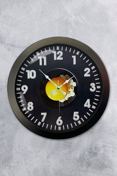 Kasva Concept Cadou 36 Cm Ceas de Perete Oul Metal Negru
