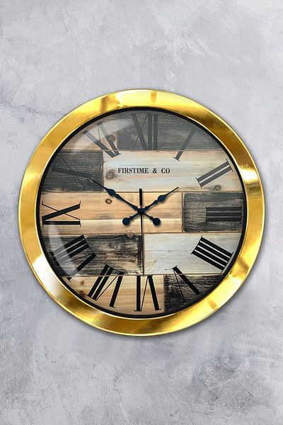 Kasva Concept Gift 36 cm Gold Metal Firstime Wall Clock