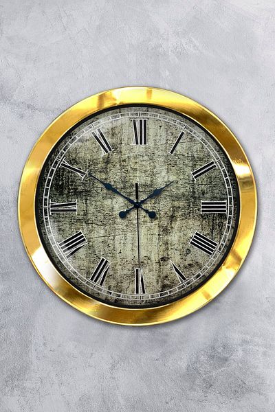 Kasva Concept Gift 36 cm Gold Metal Antique Roman Wall Clock
