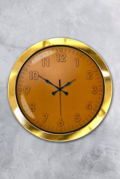 Platin Saat هدية ساعة حائط معدنية ذهبية برتقالية مقاس 36 سم