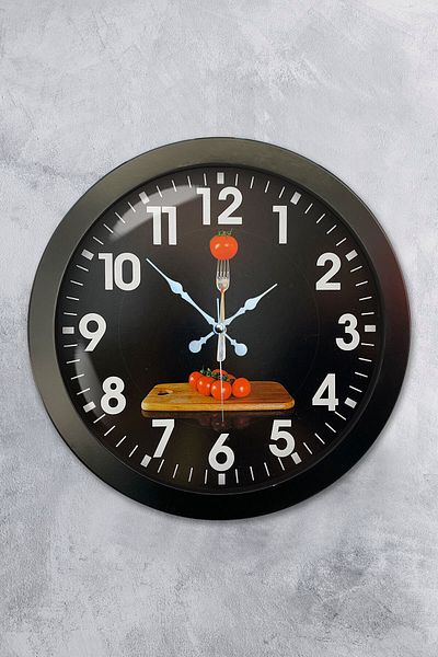 Platin Saat Cadou 36 Cm Ceas de Perete Bucătărie Metal Negru
