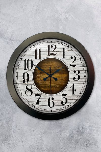Kasva Concept 36 cm Black Metal Wood White Wall Clock