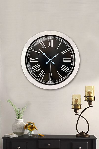 Kasva Concept 36 cm White Metal Black Color Wall Clock
