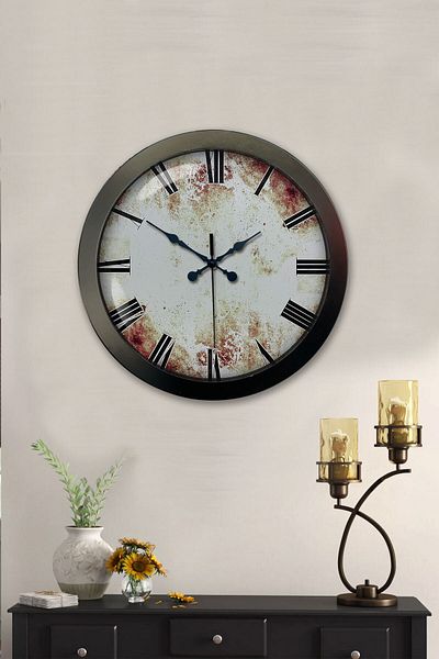 Kasva Concept Gift 36 cm Black Metal Antique Wall Clock