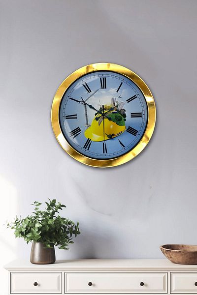 Kasva Concept 36 cm Gold Metal Construction Sector Wall Clock