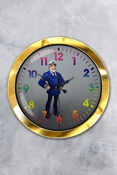 Kasva Concept Cadou 36 Cm Ceas de Perete Căpitanul Navă Metal Aur