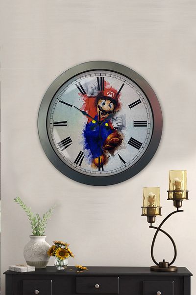 Kasva Concept Gift 36 cm Black Metal Mario Wall Clock