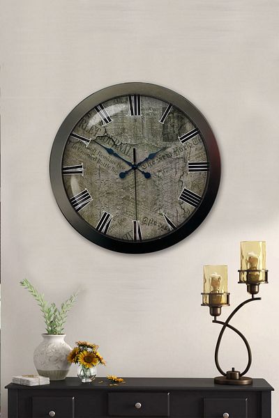 Kasva Concept Gift 36 cm Black Metal Earth Wall Clock