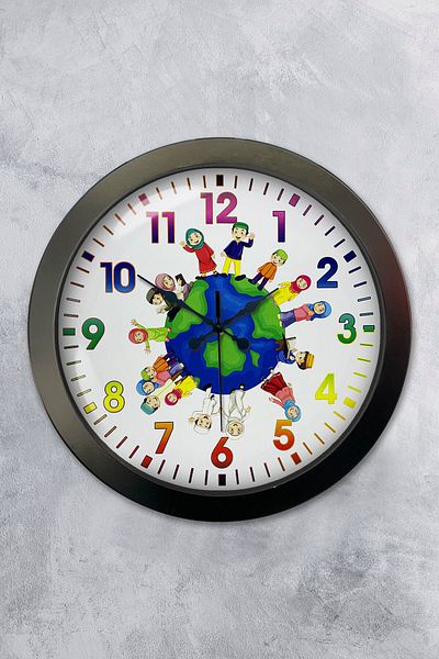Kasva Concept Gift 36 cm Black Metal Children's Room Wall Clock