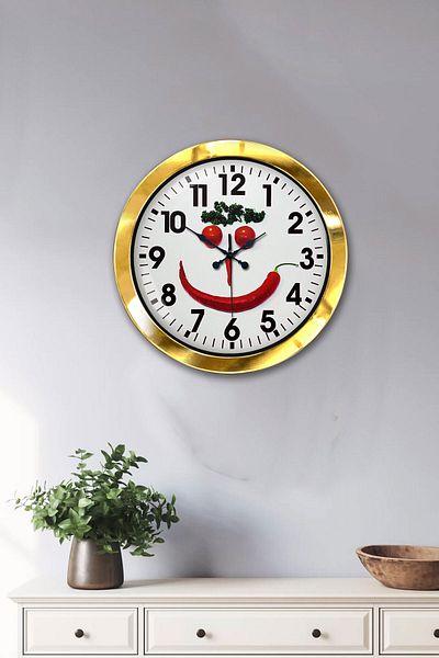Kasva Concept Gift 36 cm Gold Metal Kitchen Wall Clock
