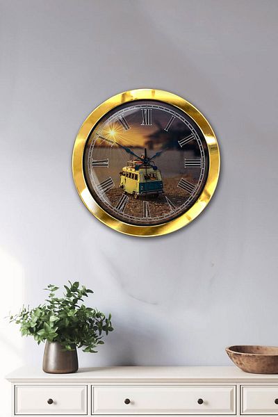Kasva Concept 36 cm Gold Metal Seaside Wall Clock
