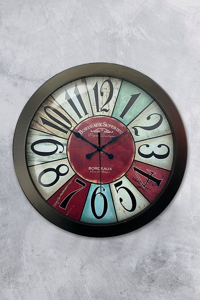 Kasva Concept Gift 36 cm Black Metal Bordeaux Wall Clock