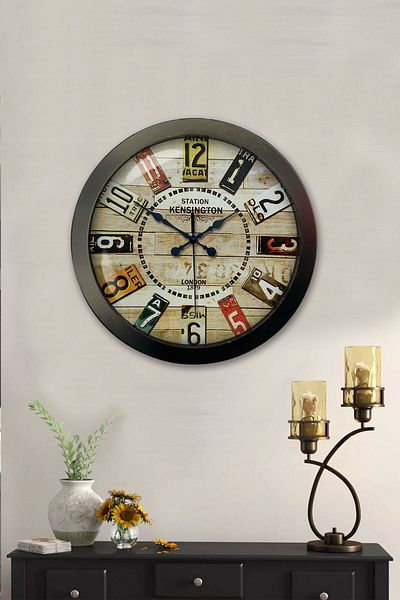 Kasva Concept Gift 36 cm Black Metal Decorative Wall Clock