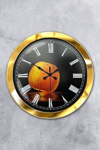 Kasva Concept Gift 36 cm Gold Metal Apple Wall Clock