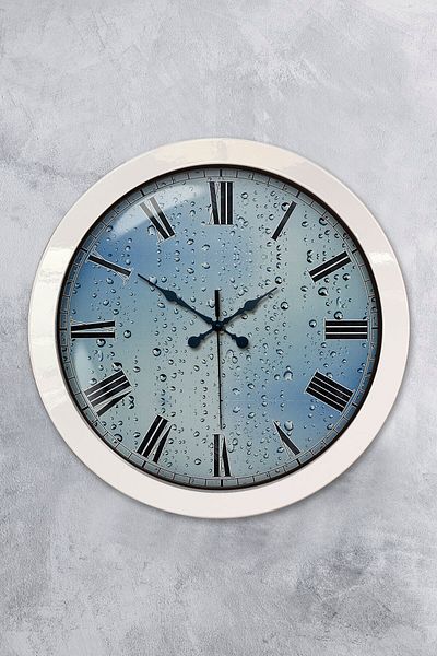 Kasva Concept 36 cm White Metal Raindrop Wall Clock