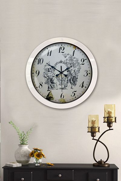 Kasva Concept Gift 36 cm White Metal Date Wall Clock