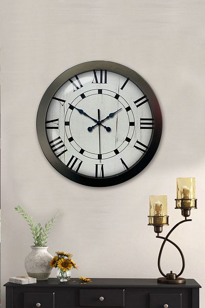 Kasva Concept 36 cm Black Metal Classic Roman Wall Clock