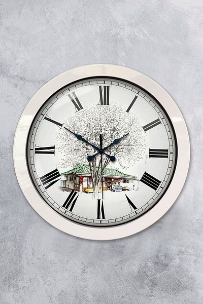 Kasva Concept 36 cm White Metal Nostalgia Home Wall Clock