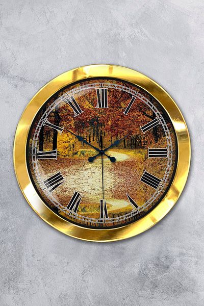 Kasva Concept 36 cm Gold Metal Natural Life Wall Clock