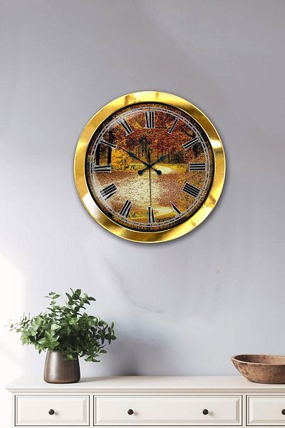 Kasva Concept 36 cm Gold Metal Natural Life Wall Clock