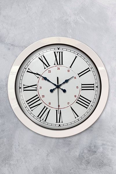 Kasva Concept Gift 36 cm White Metal Roman Classic Wall Clock