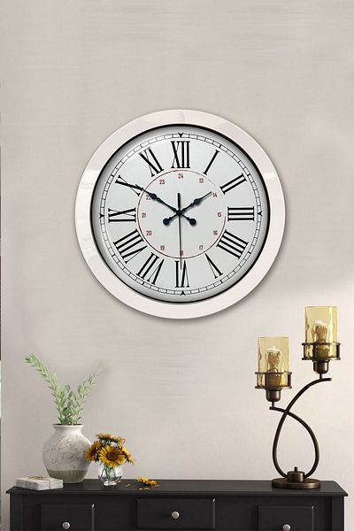 Kasva Concept Gift 36 cm White Metal Roman Classic Wall Clock