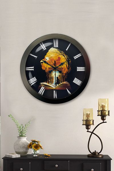 Kasva Concept Gift 36 cm Black Metal Decorative Wall Clock