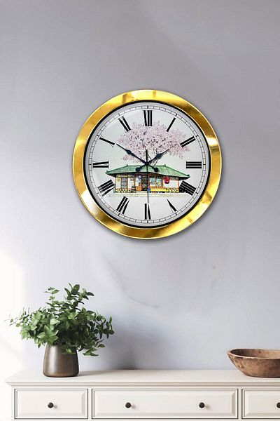 Kasva Concept 36 cm Gold Metal Vintage Home Wall Clock