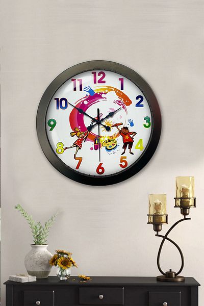 Kasva Concept Gift 36 cm Black Metal Children's Wall Clock