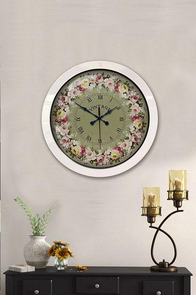Kasva Concept Gift 36 cm White Metal Vintage Wall Clock