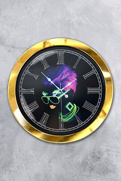 Platin Saat هدية ساعة حائط ديسكو معدنية ذهبية مقاس 36 سم