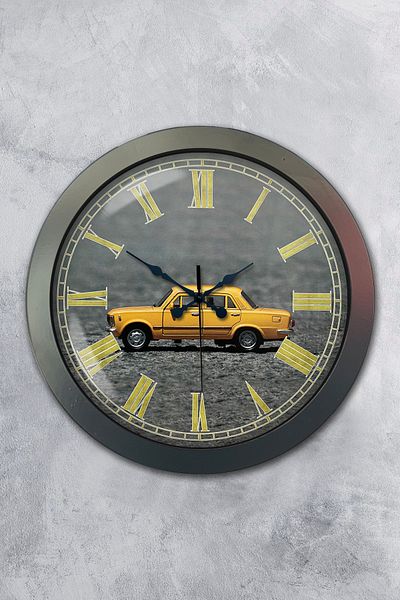 Kasva Concept Gift 36 Cm Black Metal Car Wall Clock