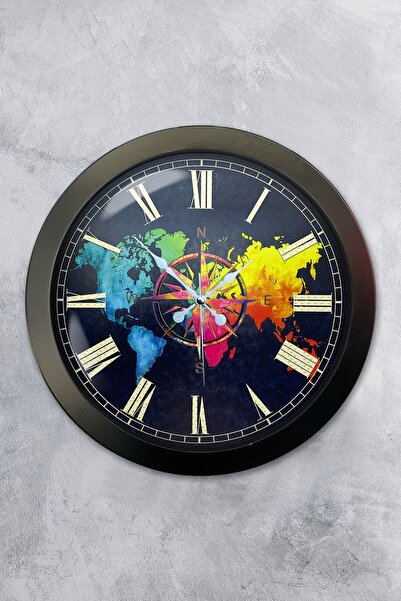 Kasva Concept ساعة حائط بوصلة معدنية عتيقة مقاس 36 سم